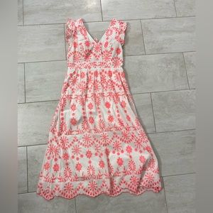 Pink eyelet bow back detail dress